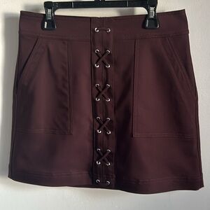New EXPRESS Retro 70s Faux Lace Up Mini Skirt